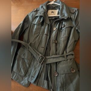 Burberry Olive Green Utility Belted Jacket